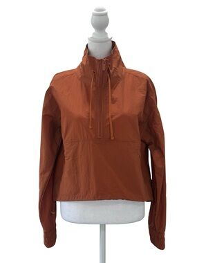 NWOT FLX Women's Half-Zip Woven Crop Windbreaker Jacket  Burnt Orange Small